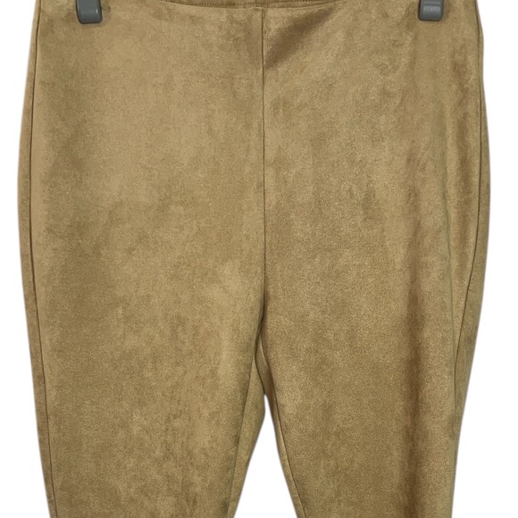 Chicos 1 Faux Suede Leggings Camel Tan Elastic Waist Pull On Pants Womens Size 8 - Picture 5 of 7